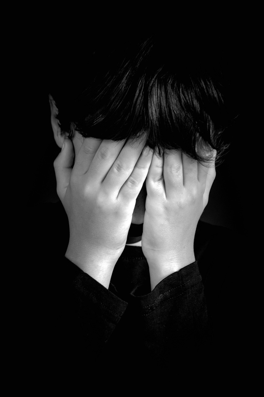cover your face with your hands, hide, horror, fear, baby, kids, teen, sadness, pain, psychology, anxiety, depression, unhappy, person, people, portrait, tears, mount, cry, black and white, contrast, close eyes